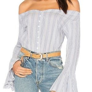 Free People Off The Shoulder Pinstripe top NEW XS